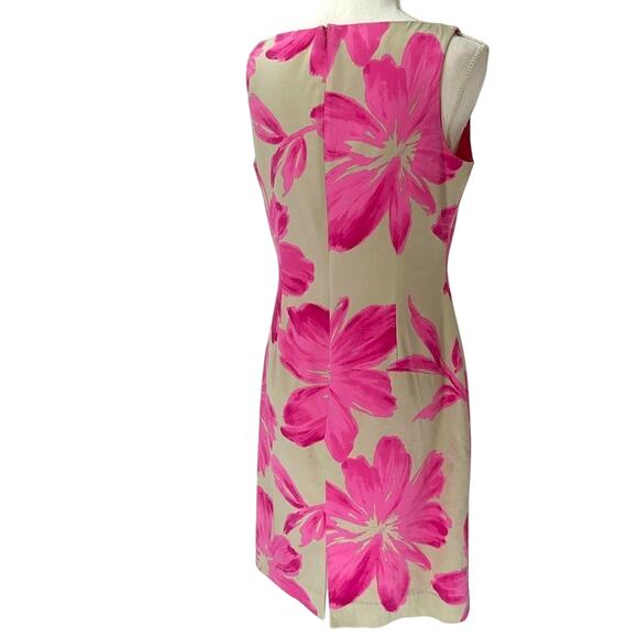 JONES NEW YORK Size 10 Tan Pink Floral Dress - Picture 2 of 15